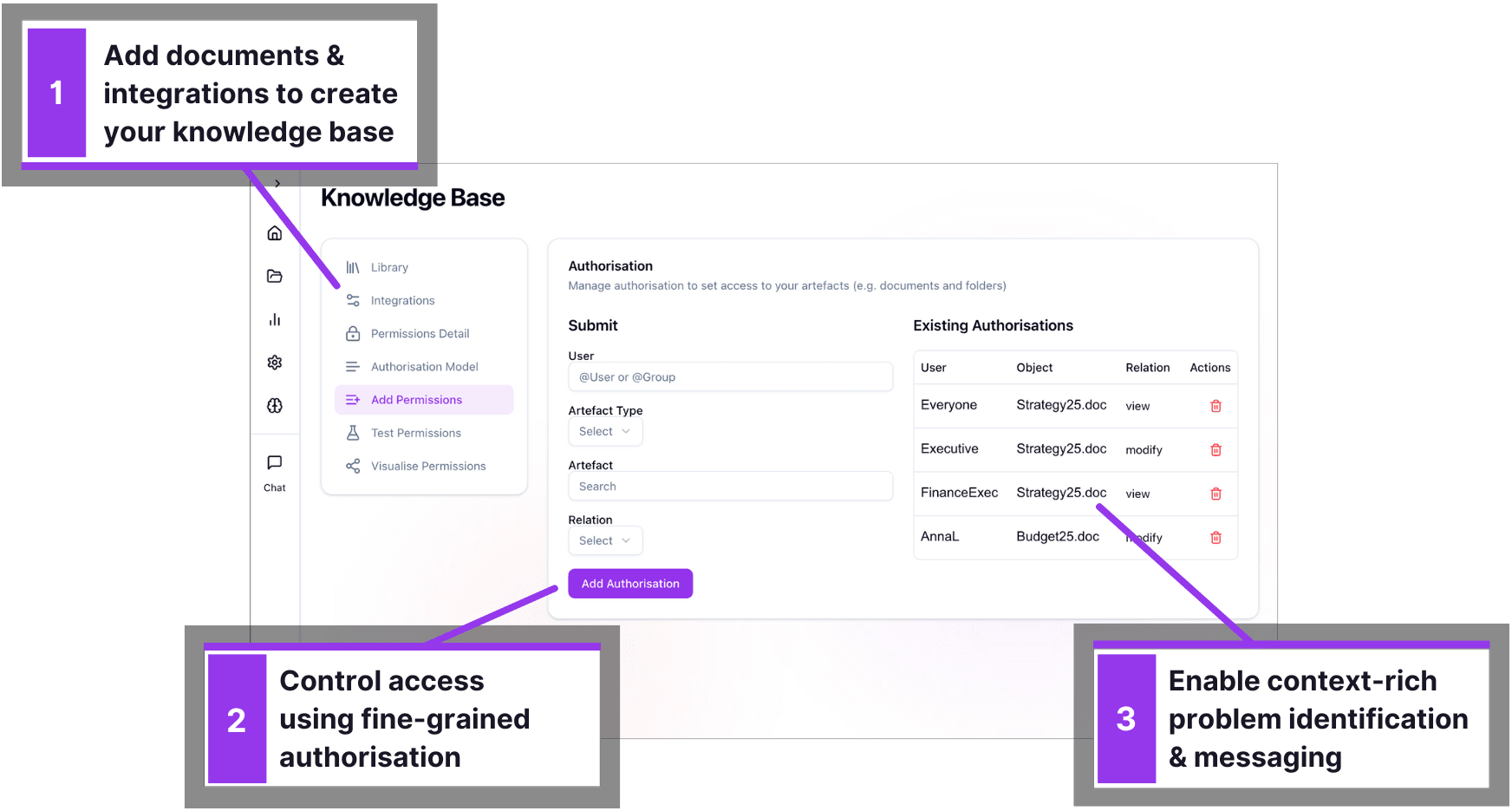 Screenshot of the knowledgebase Interface